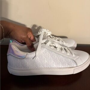 Calvin Klein White Sneakers with Iridescent Detail